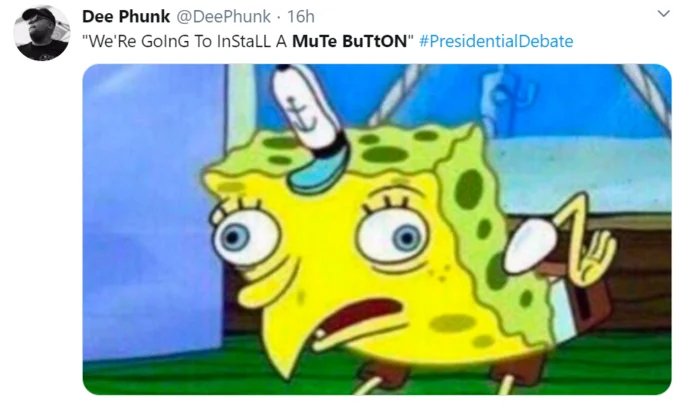 Resigned side-eye reaction GIF to mute button.