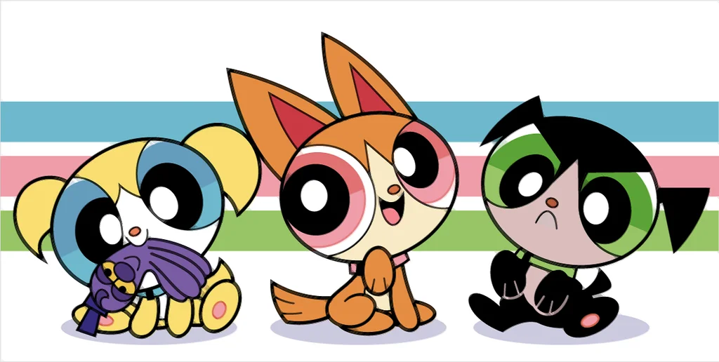 Fan art depicting the Powerpuff Girls reimagined as animal characters in the show's distinctive art style.