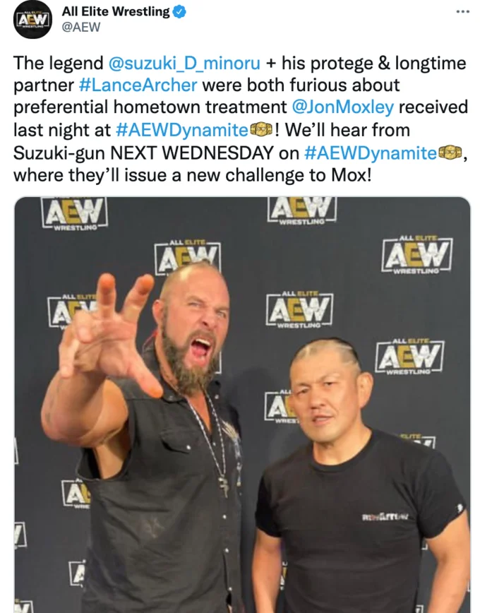 AEW official tweet about the incident.