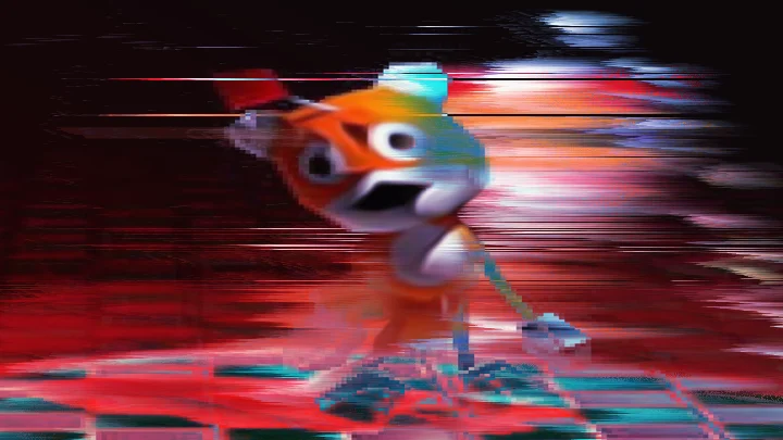 The Tails Doll rendered in a distorted, glitch-art style that captures its infamous creepypasta reputation.