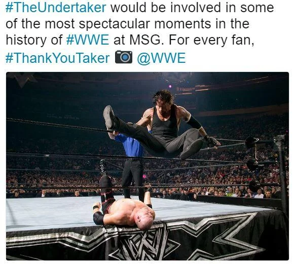 A fan tweet paying tribute to The Undertaker as a 'Legend,' part of the viral #ThankYouTaker reaction wave.