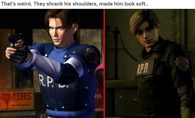 Leon Kennedy RE2 original versus remake comparison.
