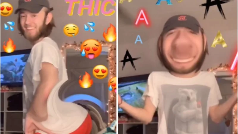 TikTok dance trend with emoji effects.