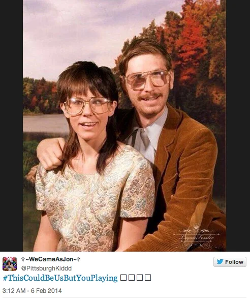 Vintage glasses couple autumn Twitter post.