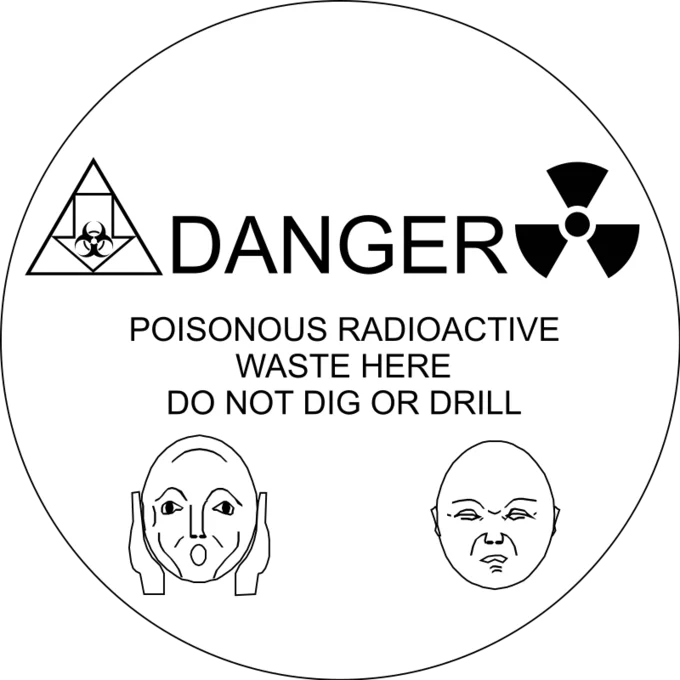 Iconic nuclear warning disk semiotics.