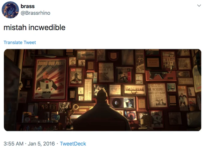 An early 2016 tweet by @Brassrhino that helped popularize the 'Those Were the Glory Days' scene online.