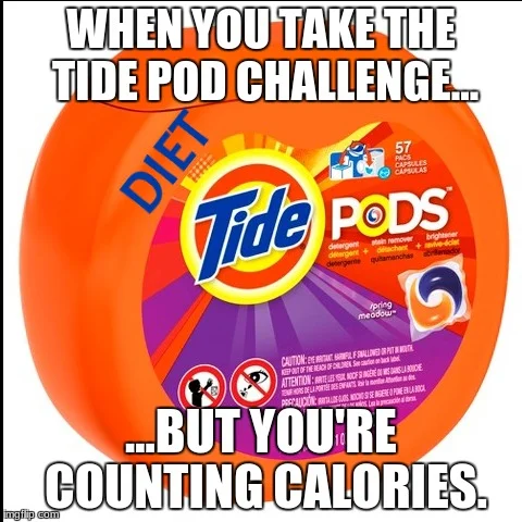 Calorie-counting challenge absurdity joke.