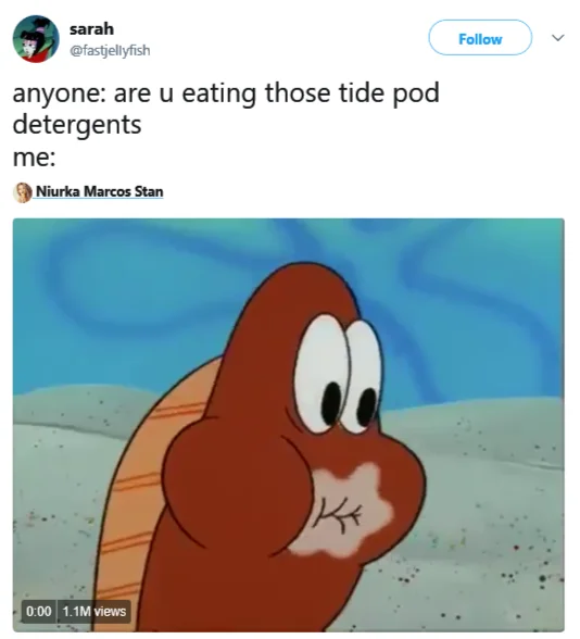 SpongeBob reaction format joke.