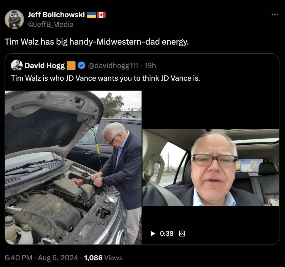 Car engine Midwestern dad energy tweet.