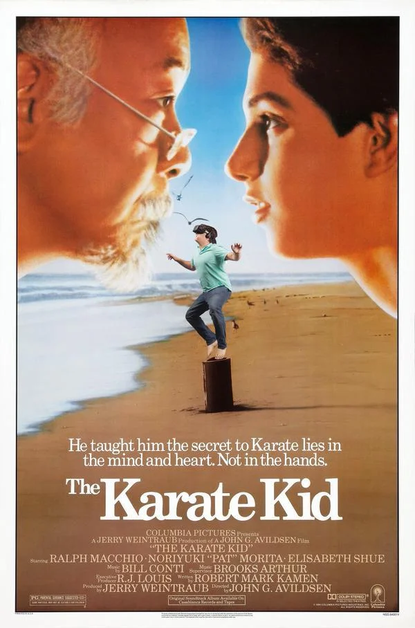 Karate Kid movie poster parody featuring Palmer Luckey performing the crane kick.