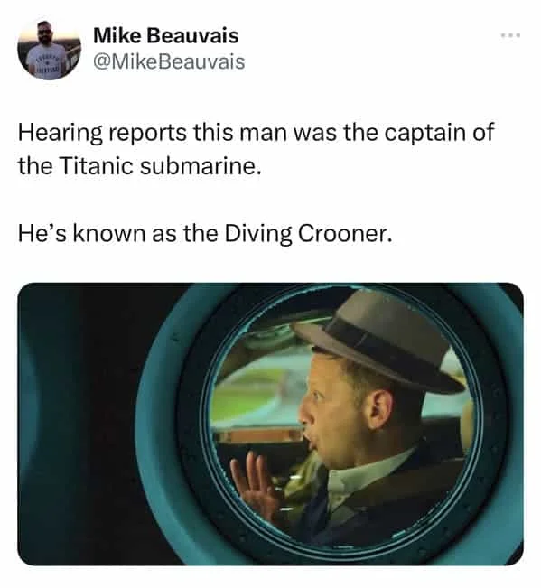 Diving Crooner submarine Twitter post.