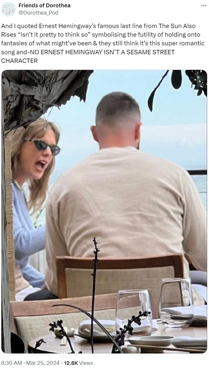 Travis Kelce Taylor Swift Hemingway.