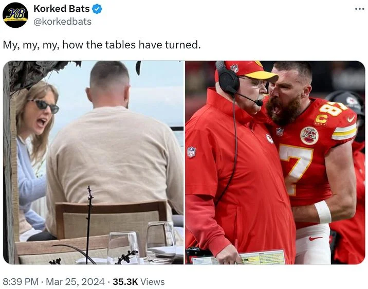Travis Kelce Taylor Swift tables.