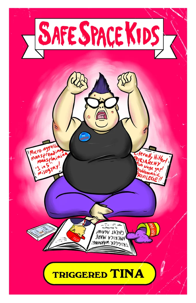 A 'Safe Space Kids' parody card by an unknown artist, one of many derivative artworks inspired by Trigglypuff's viral status.