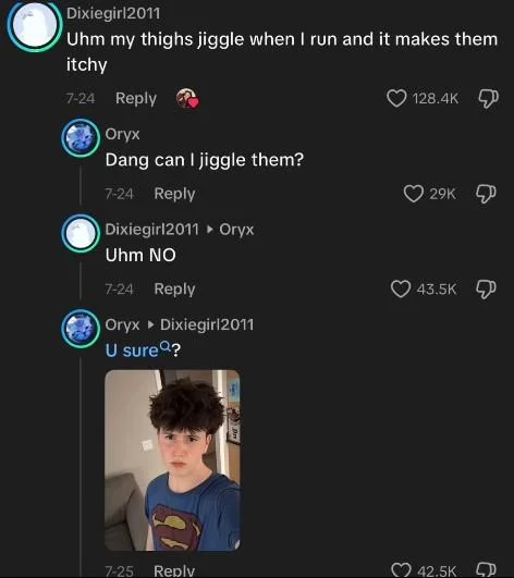 Screenshot of the viral TikTok comment thread that gave rise to the 'U Sure Kid' meme.
