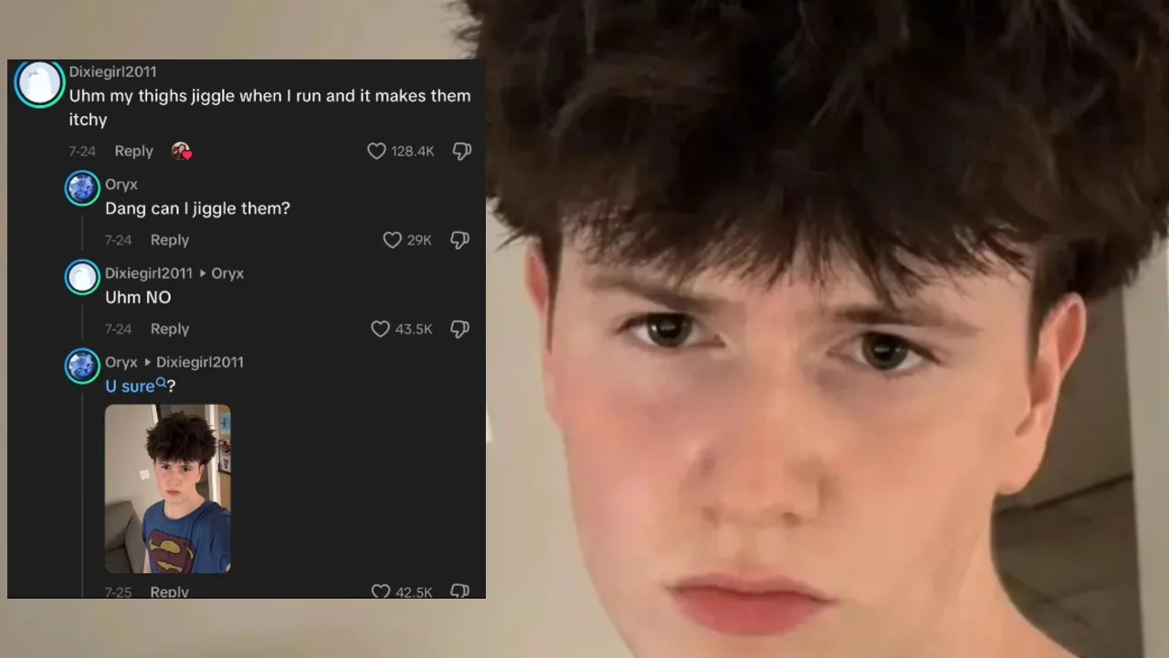 The cover image for the 'U Sure Kid' meme, pairing the original TikTok comment exchange with a close-up of Bryce's skeptical selfie reply.