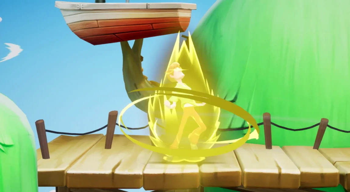3D-rendered depiction of Ultra Instinct Shaggy charging up his power, taken from a video game.