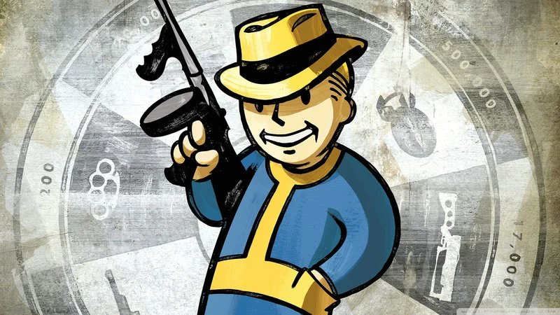 Iconic Fallout mascot character design.