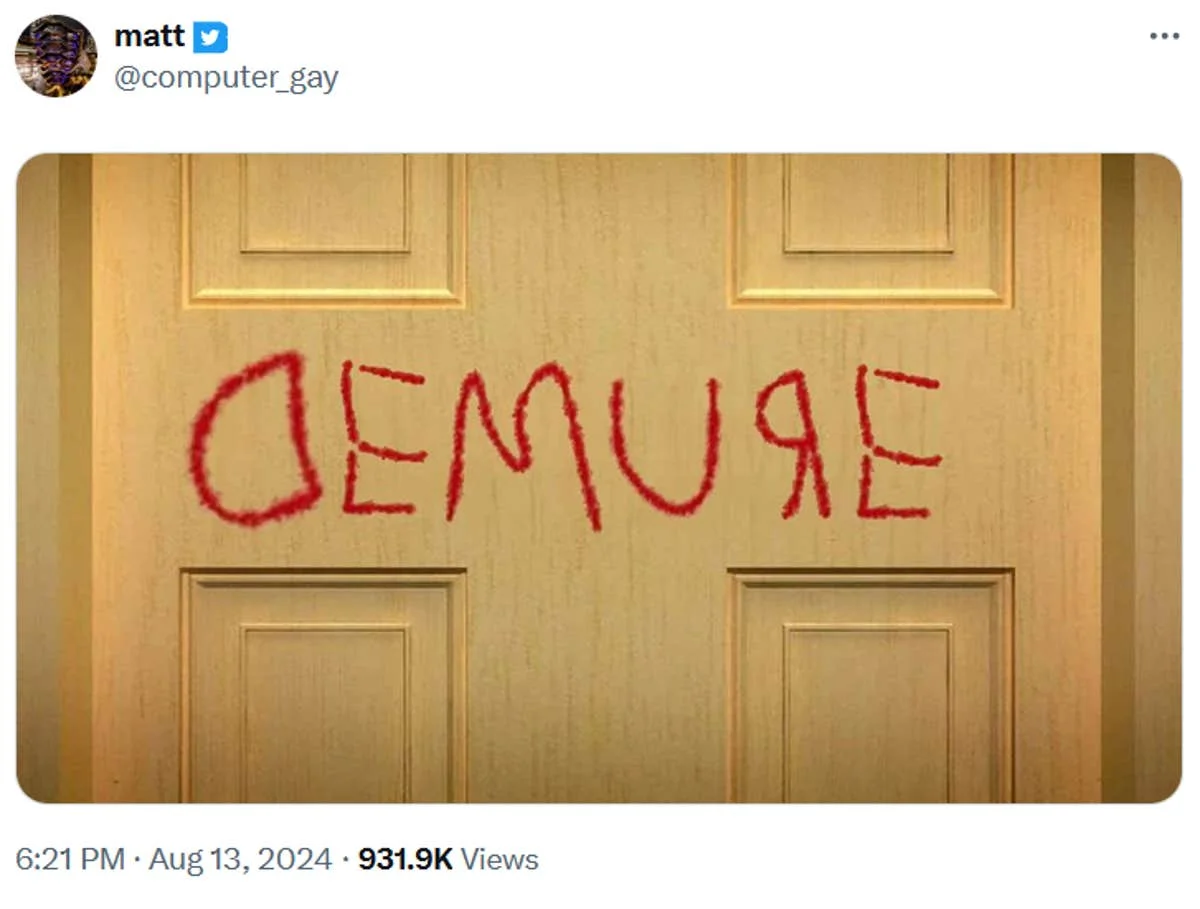 Creative text art interpretation of demure.