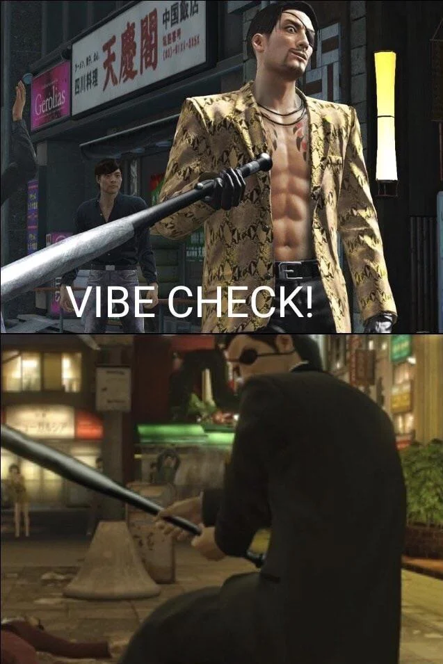 Action film moment with vibe check.