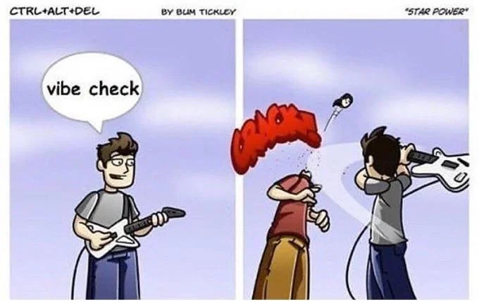 Webcomic vibe check meme template.