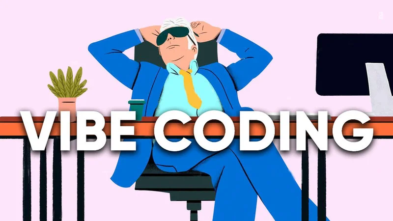 Professional illustration of vibe coding culture.