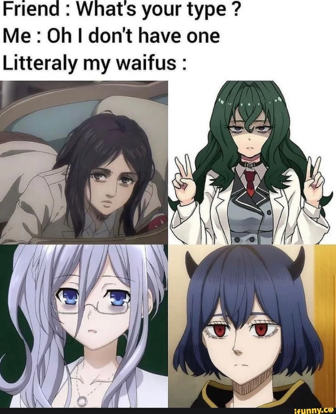 Multiple waifus rather than single type.