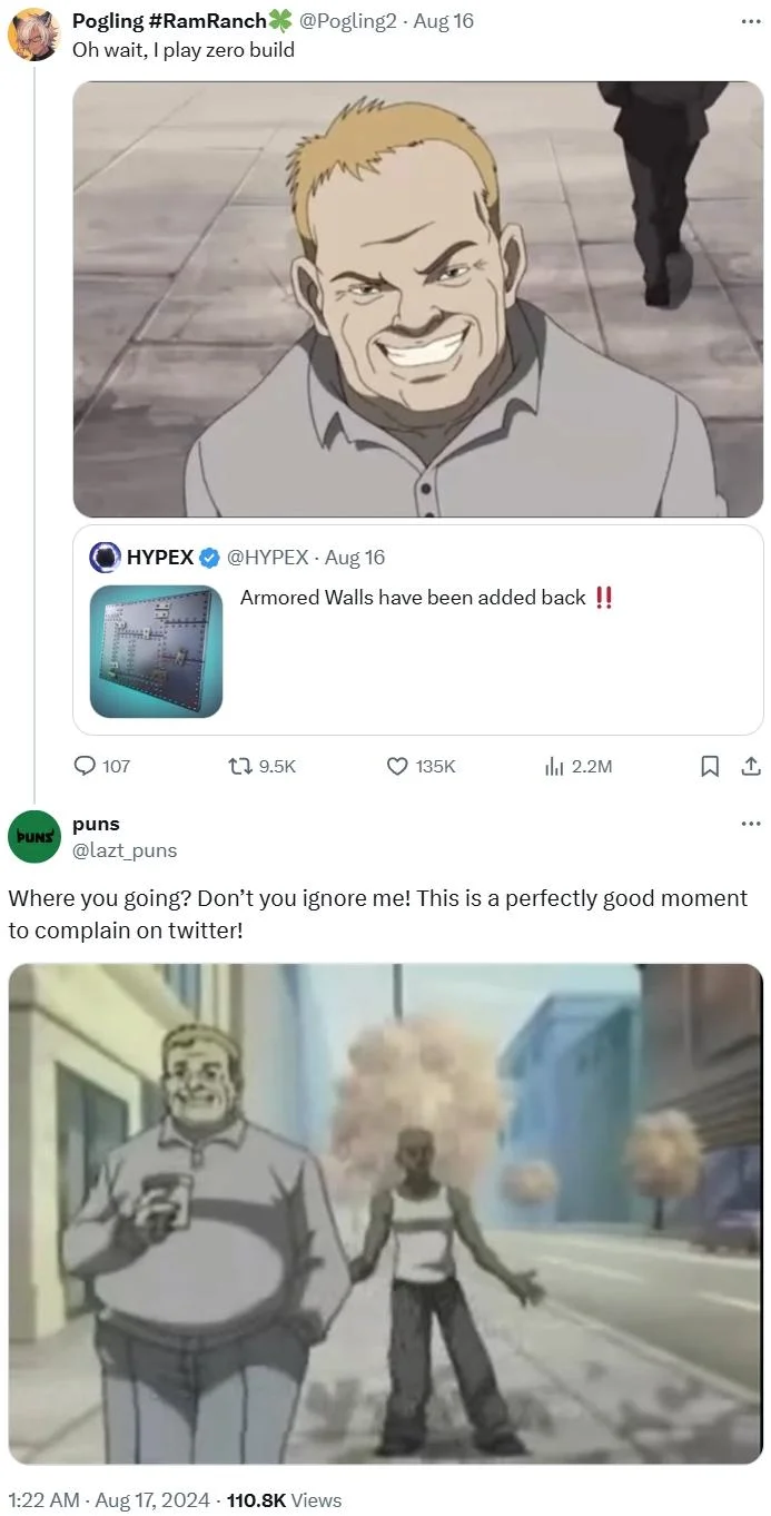 Viral Twitter post of meme scene.
