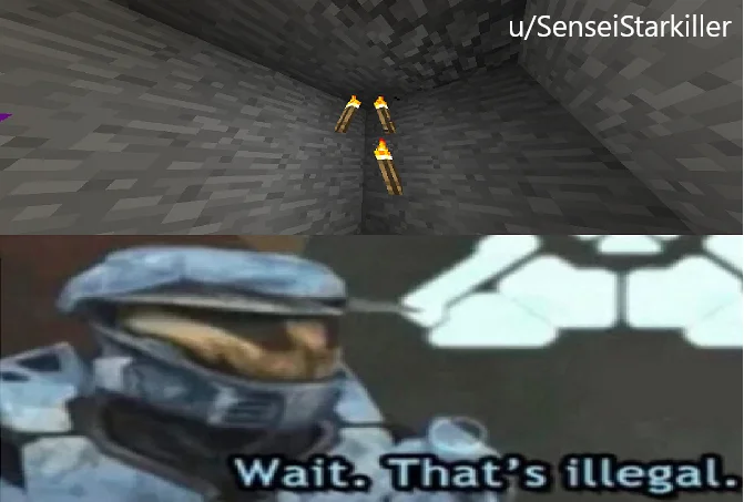 Minecraft torch placement rules joke.