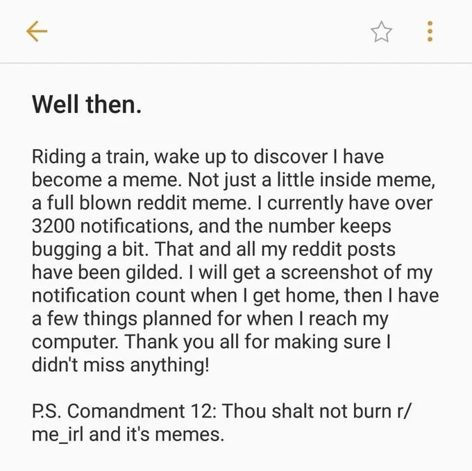 u/WaterGuy12's reply upon discovering he had become a Reddit meme, promising to protect r/me_irl from FireGuy12.