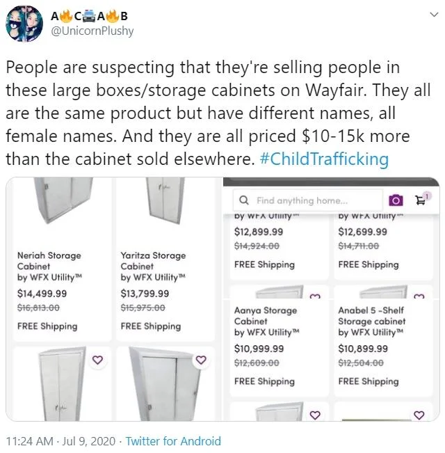 July 2020 viral tweet spreading conspiracy.