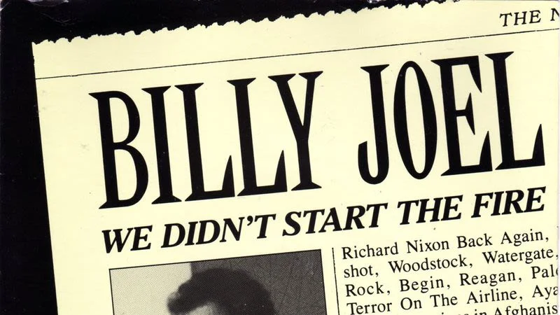 The cover art for Billy Joel's 1989 hit 'We Didn't Start the Fire,' the source of the enduring meme format.