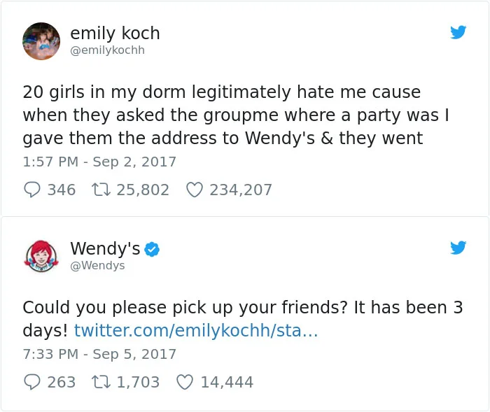 Wendy's sarcastic customer interaction.