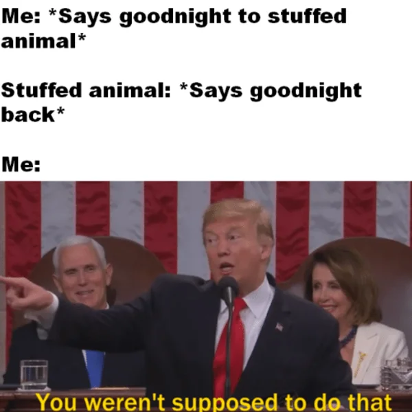 Setup and reaction meme format.