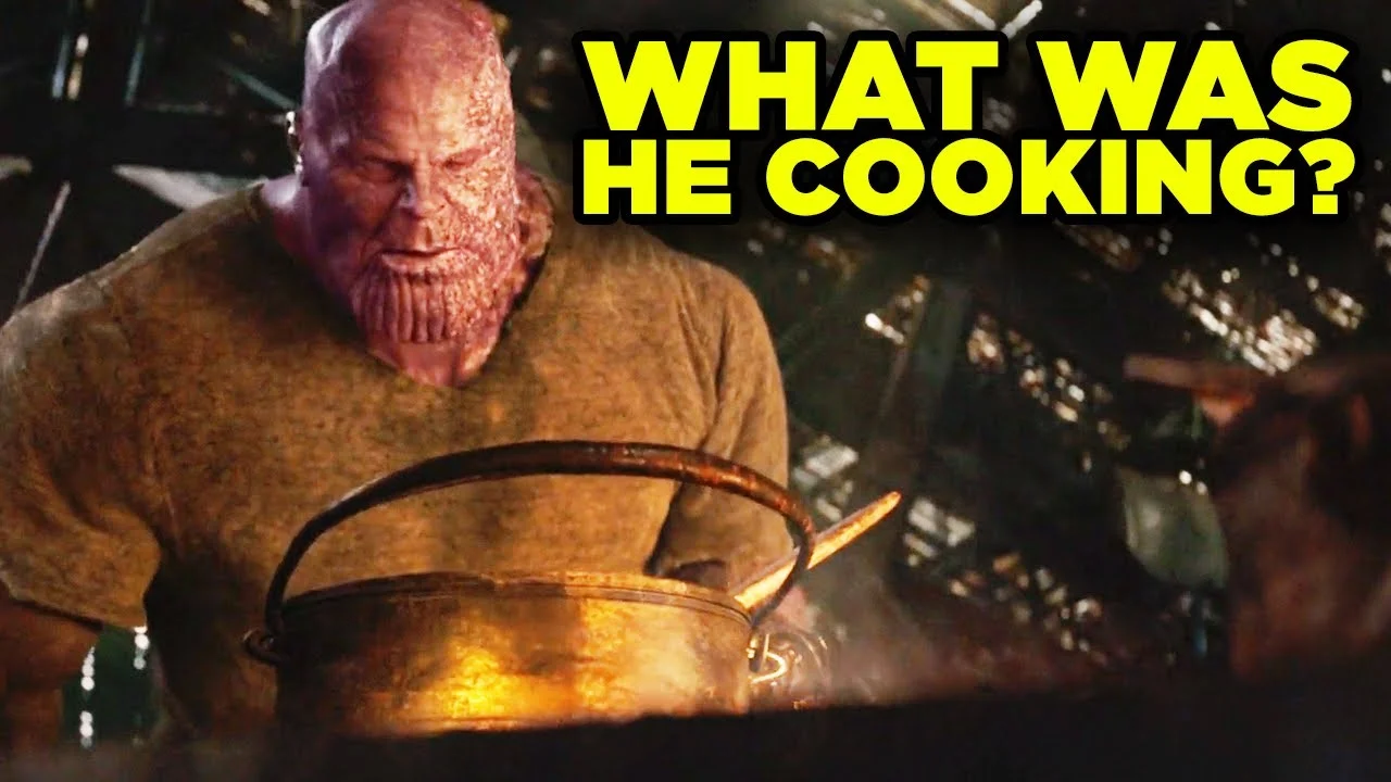 The iconic New Rockstars YouTube thumbnail featuring Thanos over a cooking pot that spawned the 'What Was He Cooking?' meme.