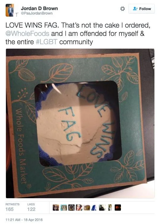 The notorious 2016 Whole Foods 'LOVE WINS' cake incident, a widely shared controversy that was ultimately exposed as a hoax.