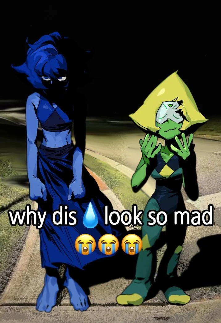 A Steven Universe crossover redraw featuring Lapis Lazuli and Peridot.