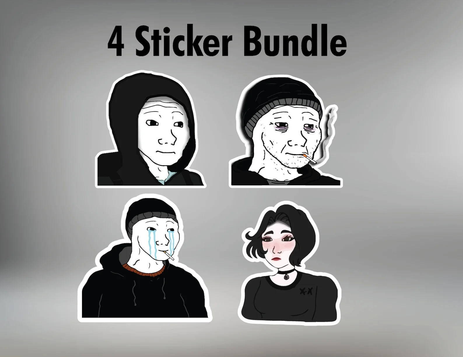 Doomer in Wojak merchandise sticker set.