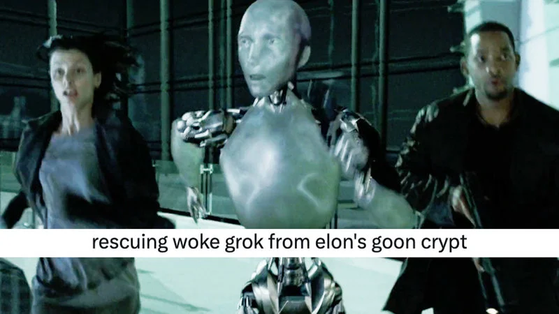 Pop culture reaction showing Grok as sentient entity.