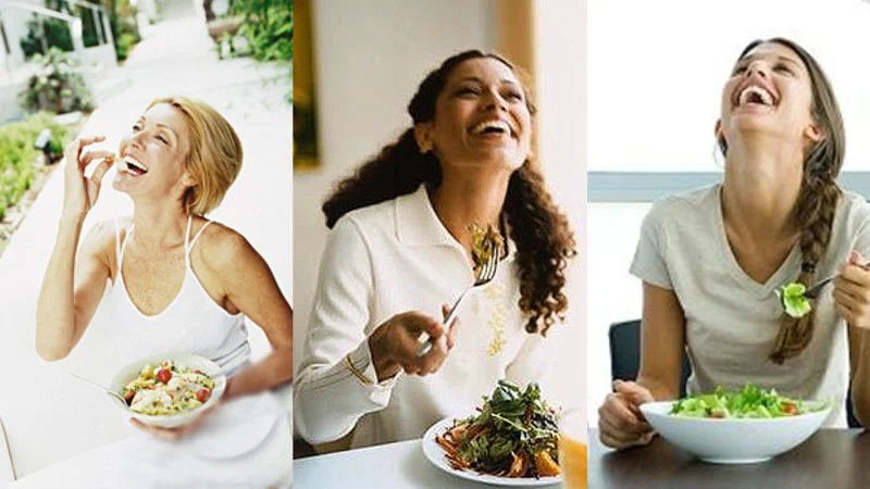 Three-panel collage showing repetitive stock photo formula.