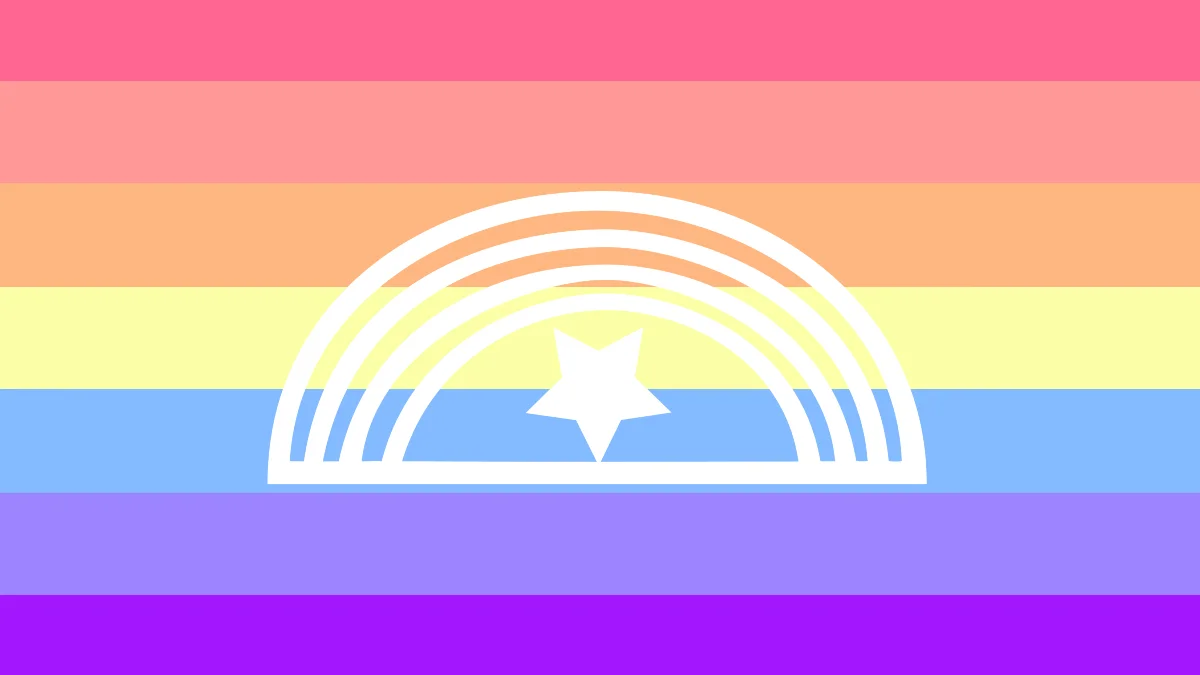The xenogender pride flag, used to represent gender identities that fall outside human understandings of gender.