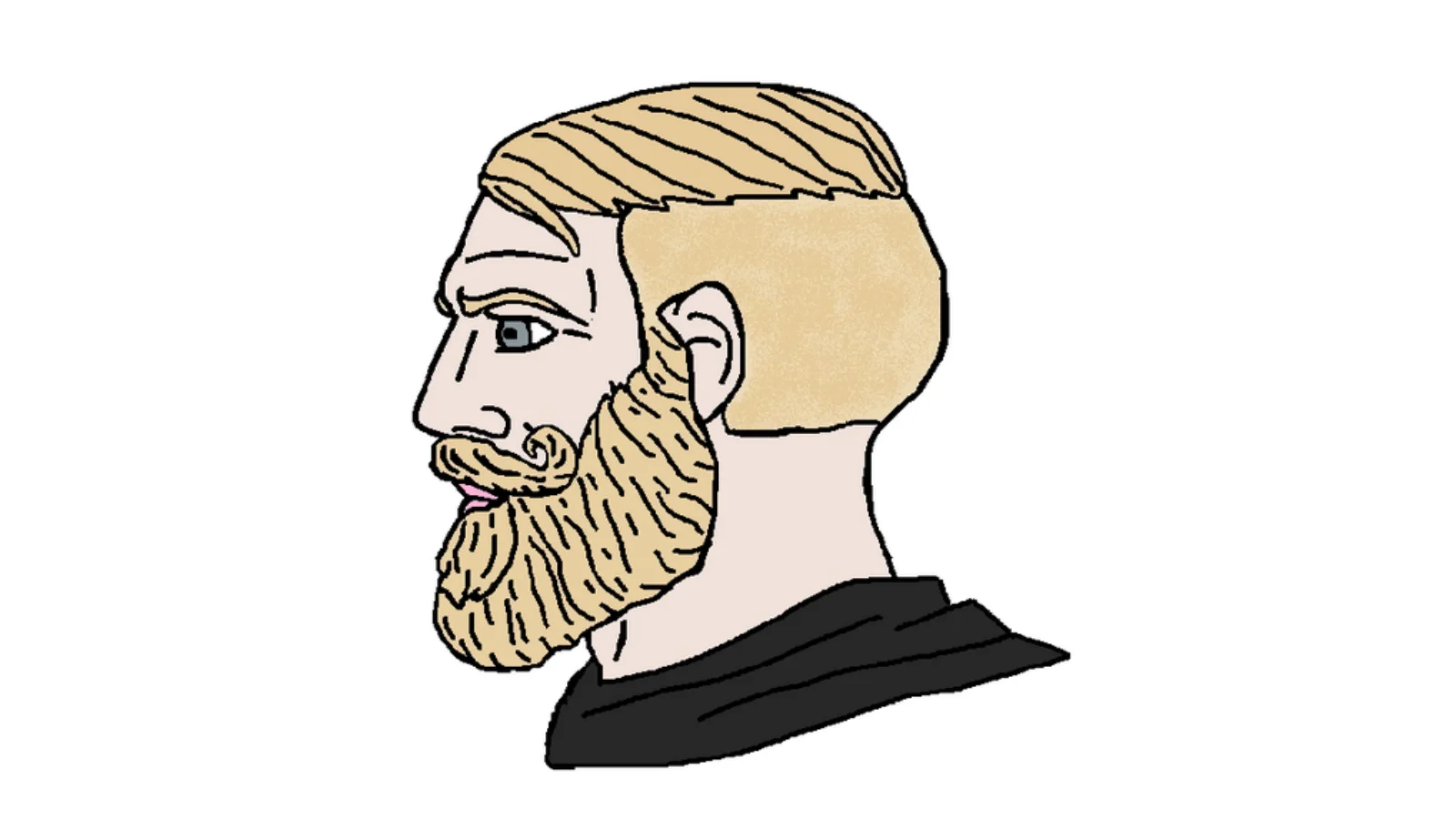 The original Yes Chad (Nordic Gamer) illustration depicting a stoic blonde bearded man in side profile.