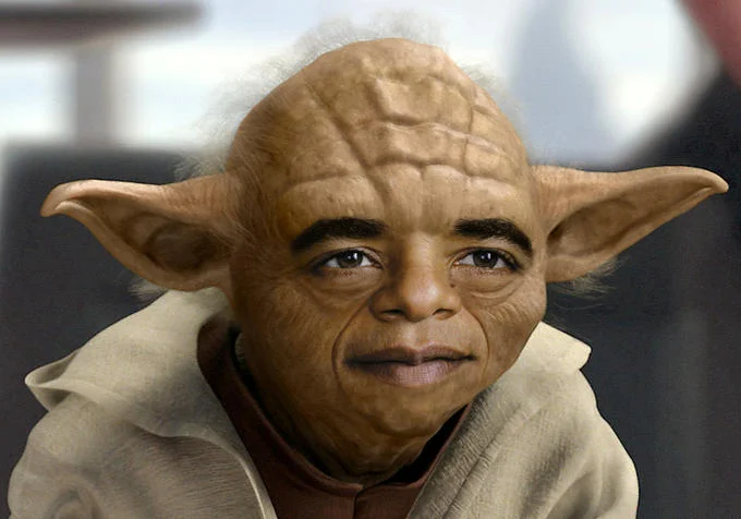The original full-size Yobama composite image showing the Obama/Yoda facial blend in greater detail, widely shared as the base image for subsequent meme formats.