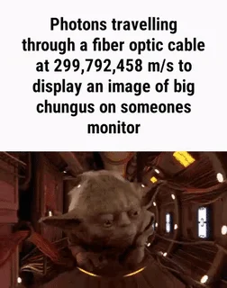 Fiber optic cable photon humor.