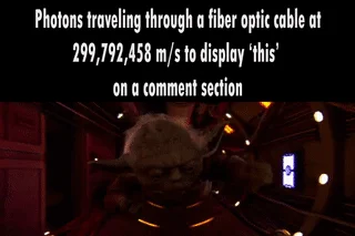 High-speed photon technical humor.