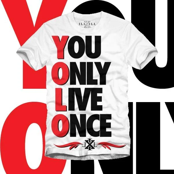 YOLO merchandise t-shirt.