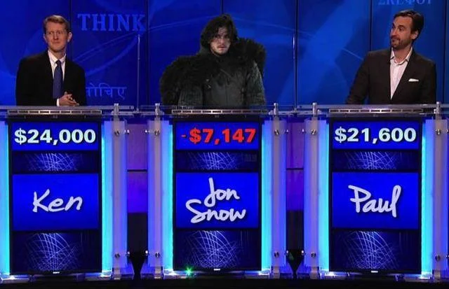 Jeopardy parody with Jon Snow contestant.