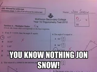 Academic test failure humor application.