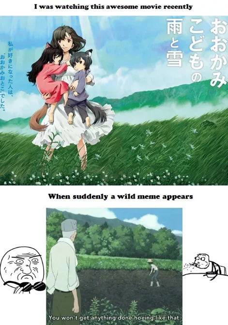 Wolf Children film collage meme.