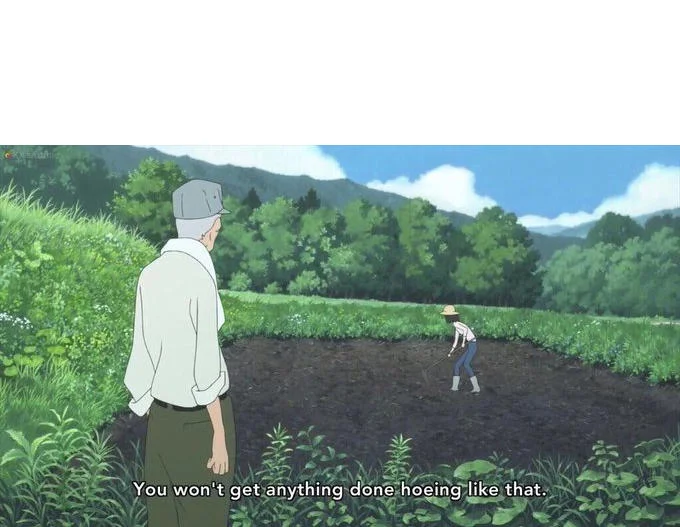 Core hoeing meme from Wolf Children.